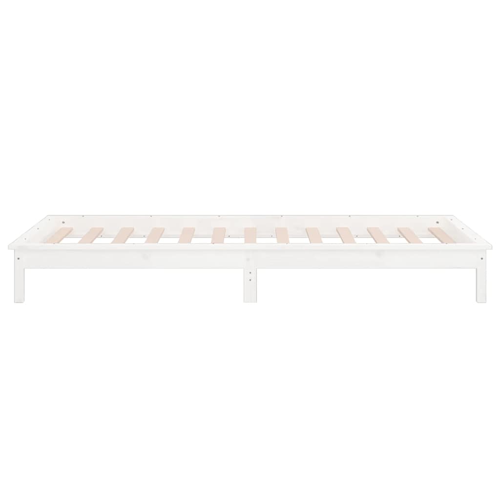 LED Bed Frame without Mattress White 90x200 cm Solid Wood