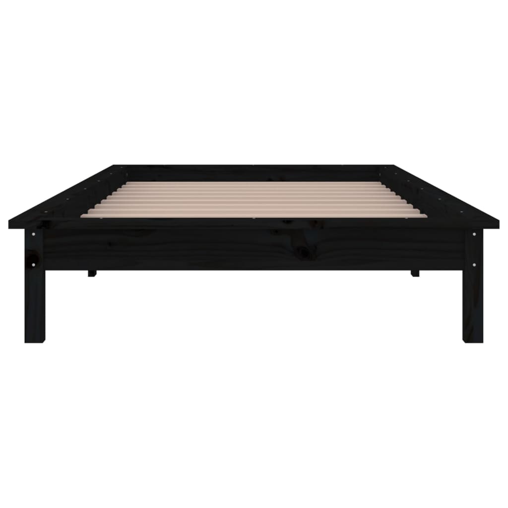 vidaXL LED Bed Frame without Mattress Black 90x200 cm Solid Wood