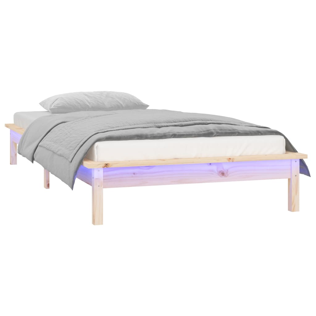 vidaXL LED Bed Frame without Mattress 100x200 cm Solid Wood