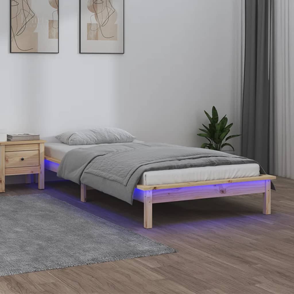 vidaXL LED Bed Frame without Mattress 100x200 cm Solid Wood