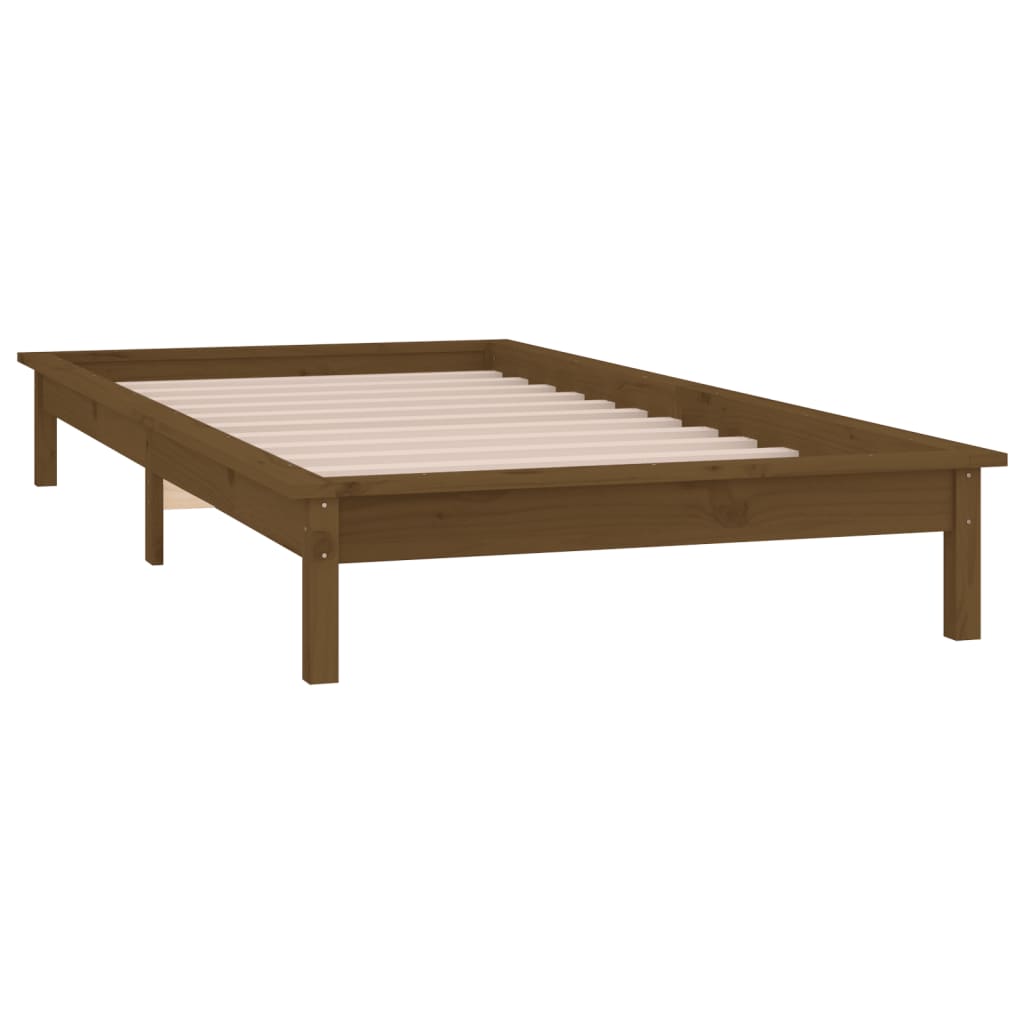 vidaXL LED Bed Frame without Mattress Honey Brown 100x200 cm Solid Wood