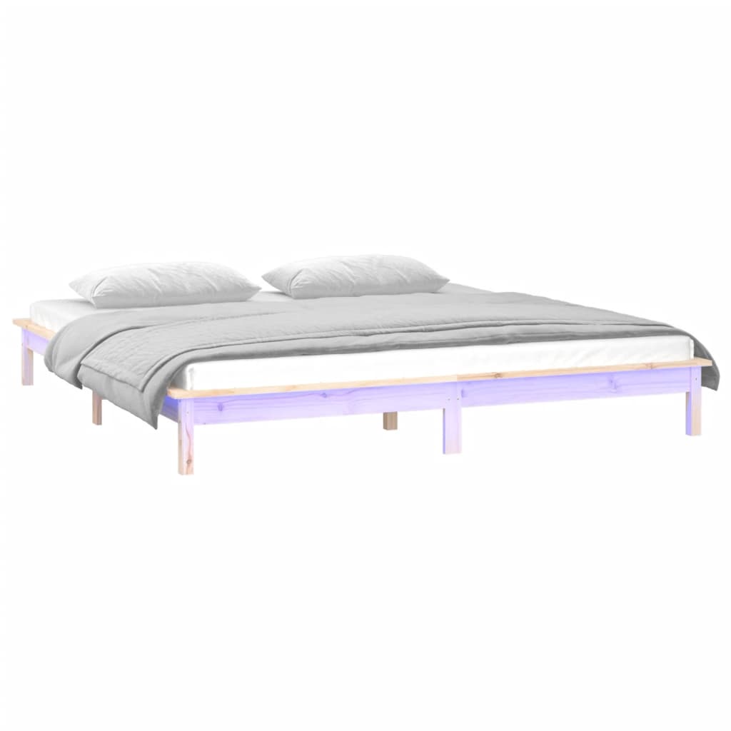 LED Bed Frame without Mattress 120x200 cm Solid Wood