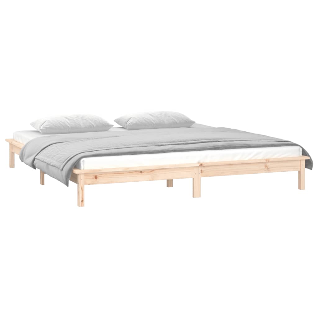 LED Bed Frame without Mattress 120x200 cm Solid Wood