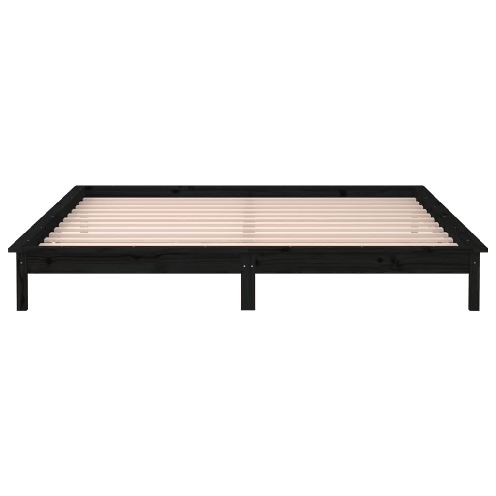 LED Bed Frame without Mattress Black 120x200 cm Solid Wood