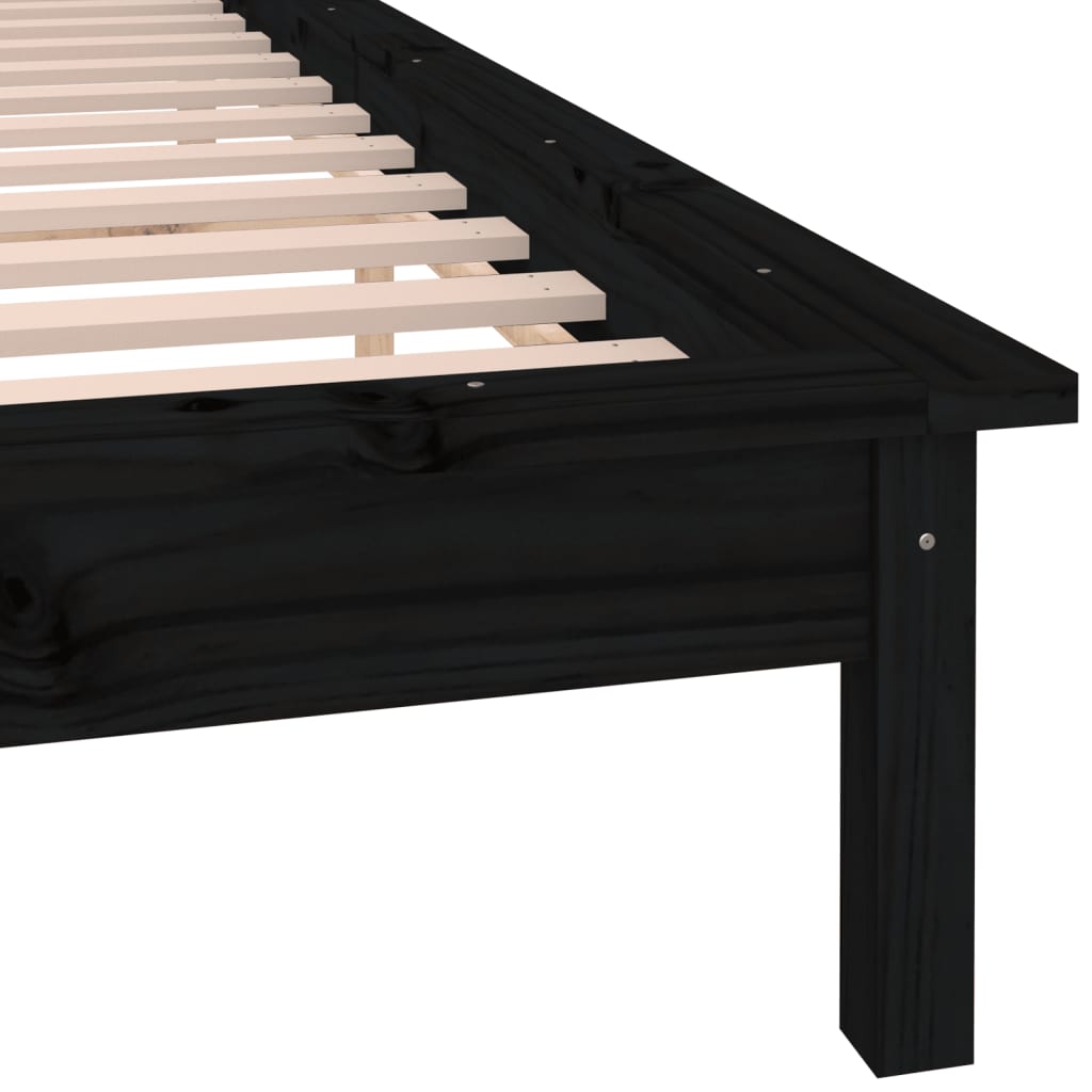 LED Bed Frame without Mattress Black 120x200 cm Solid Wood