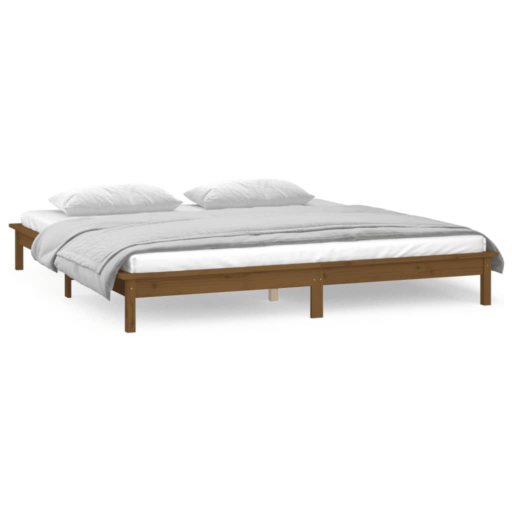 vidaXL LED Bed Frame without Mattress Honey Brown 160x200 cm Solid Wood