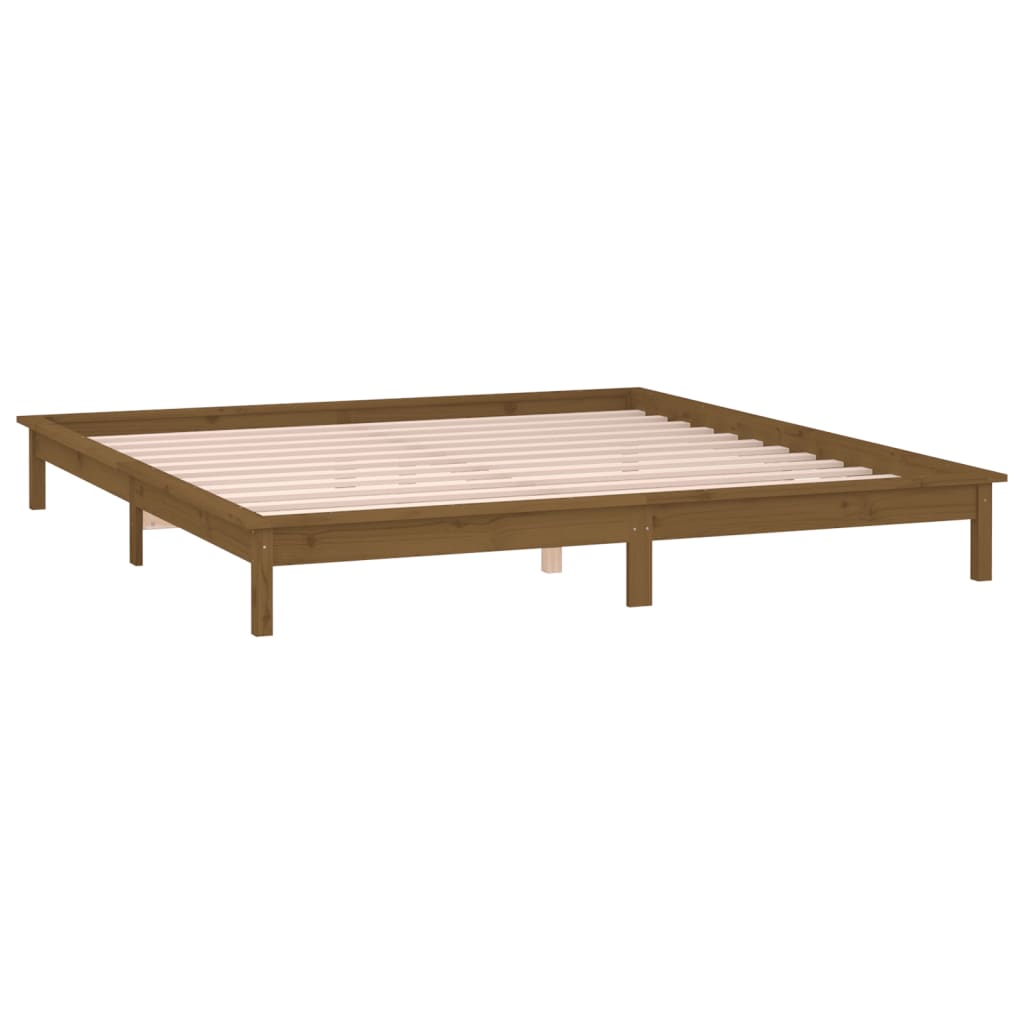 vidaXL LED Bed Frame without Mattress Honey Brown 160x200 cm Solid Wood