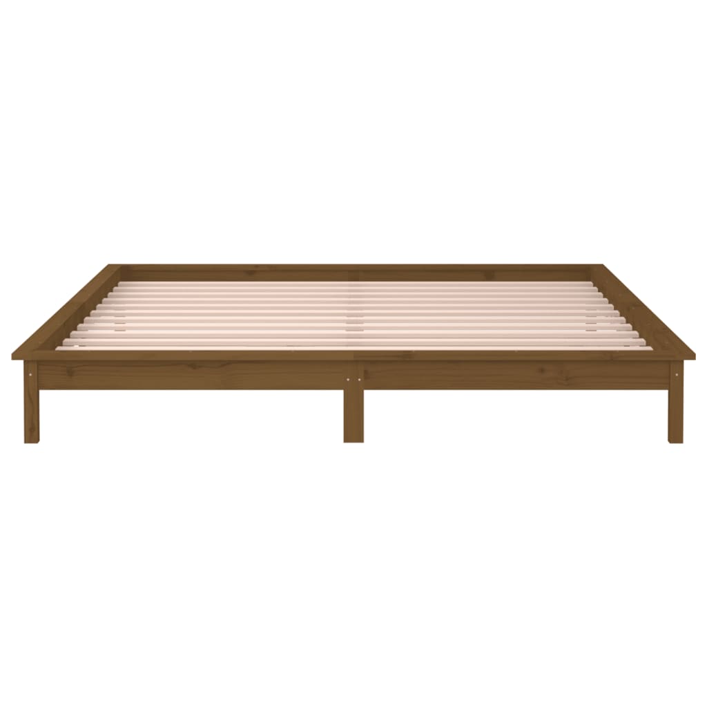 vidaXL LED Bed Frame without Mattress Honey Brown 160x200 cm Solid Wood