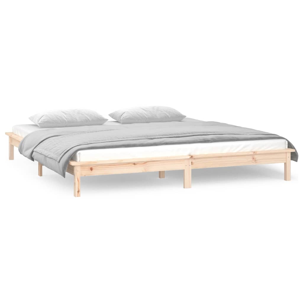 LED Bed Frame without Mattress 180x200 cm Super King  Solid Wood