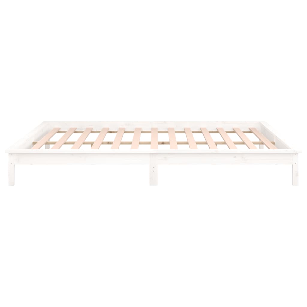 LED Bed Frame without Mattress White 180x200 cm Super King  Solid Wood