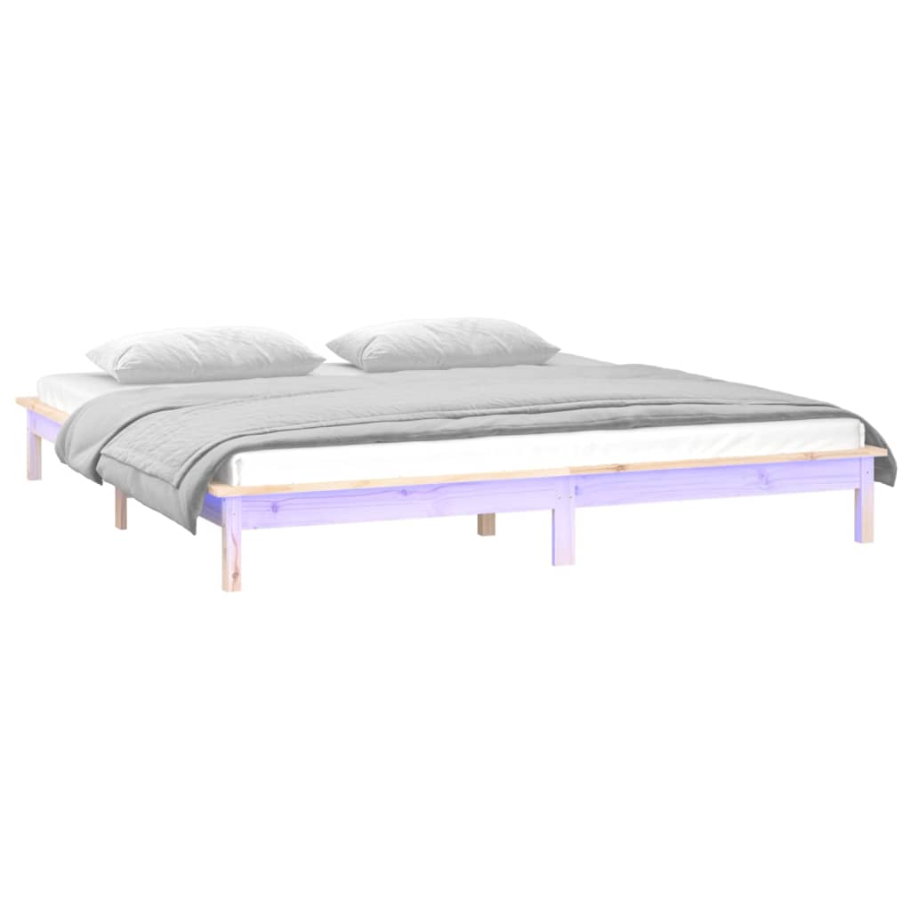 vidaXL LED Bed Frame without Mattress 200x200 cm Solid Wood