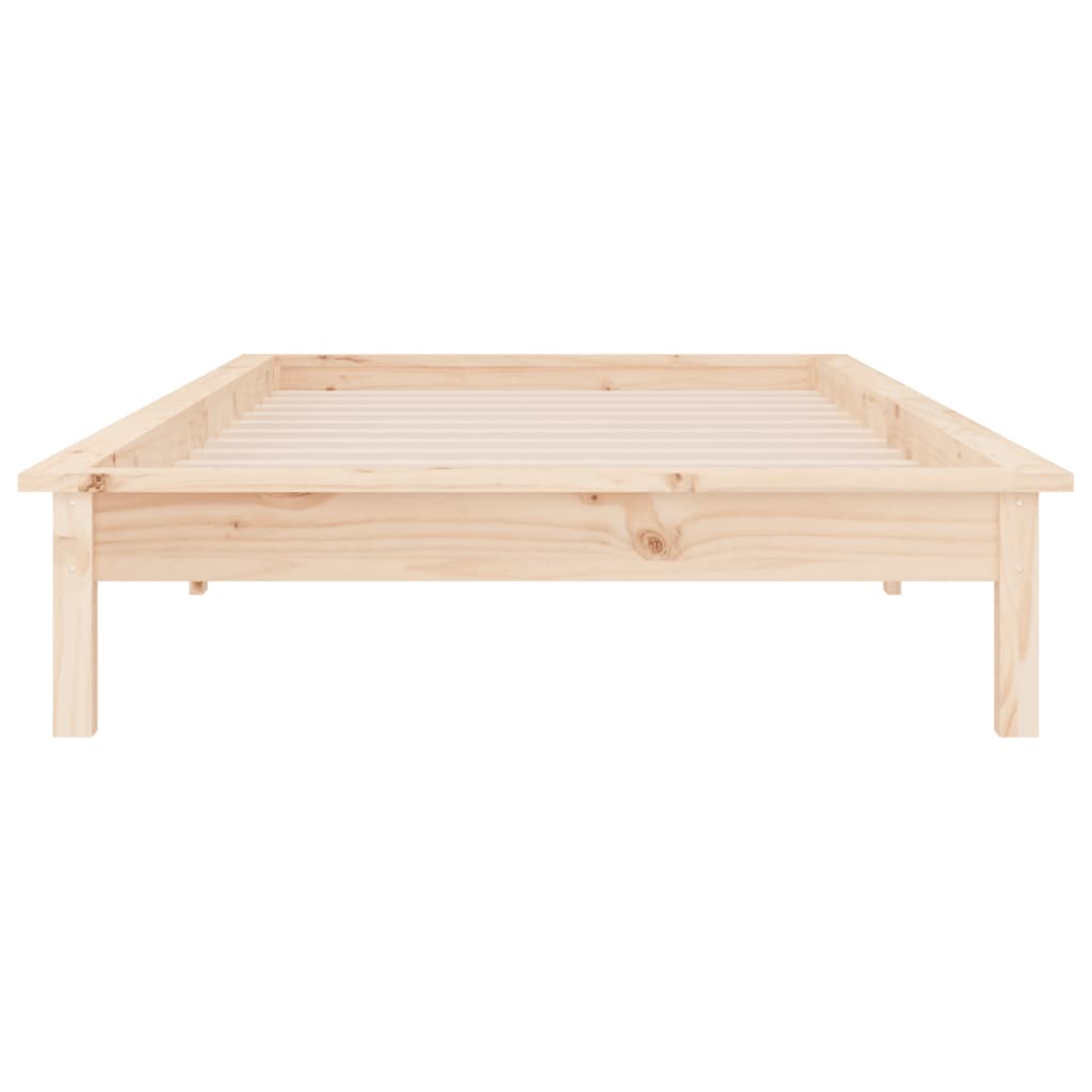LED Bed Frame without Mattress 75x190 cm Small Single Small Single Solid Wood