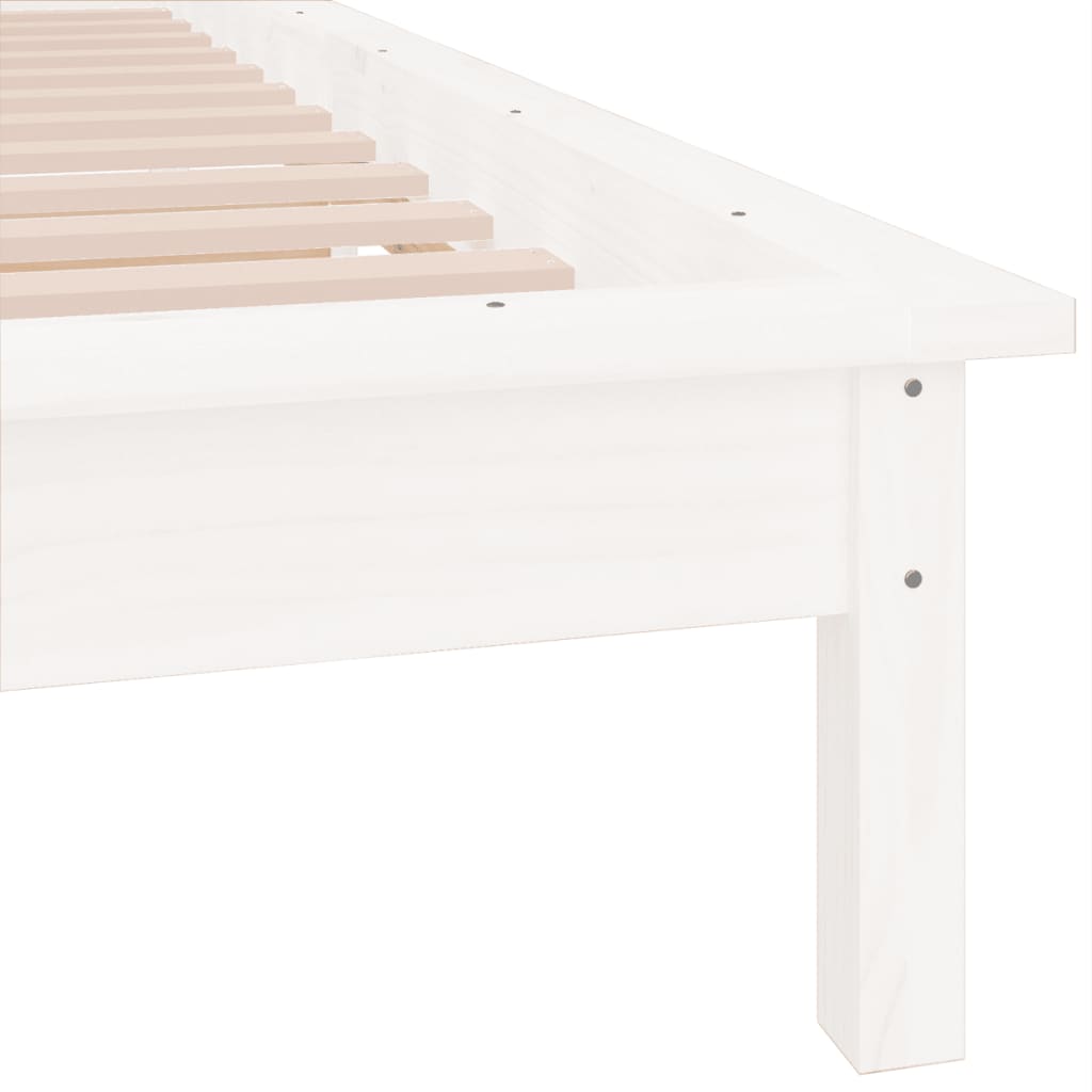 LED Bed Frame without Mattress White 75x190 cm Small Single  Solid Wood