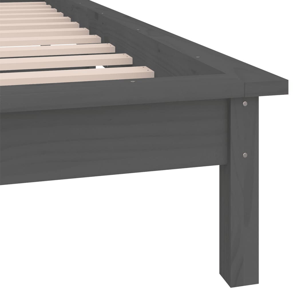 vidaXL LED Bed Frame without Mattress Grey 75x190 cm Small Single  Solid Wood