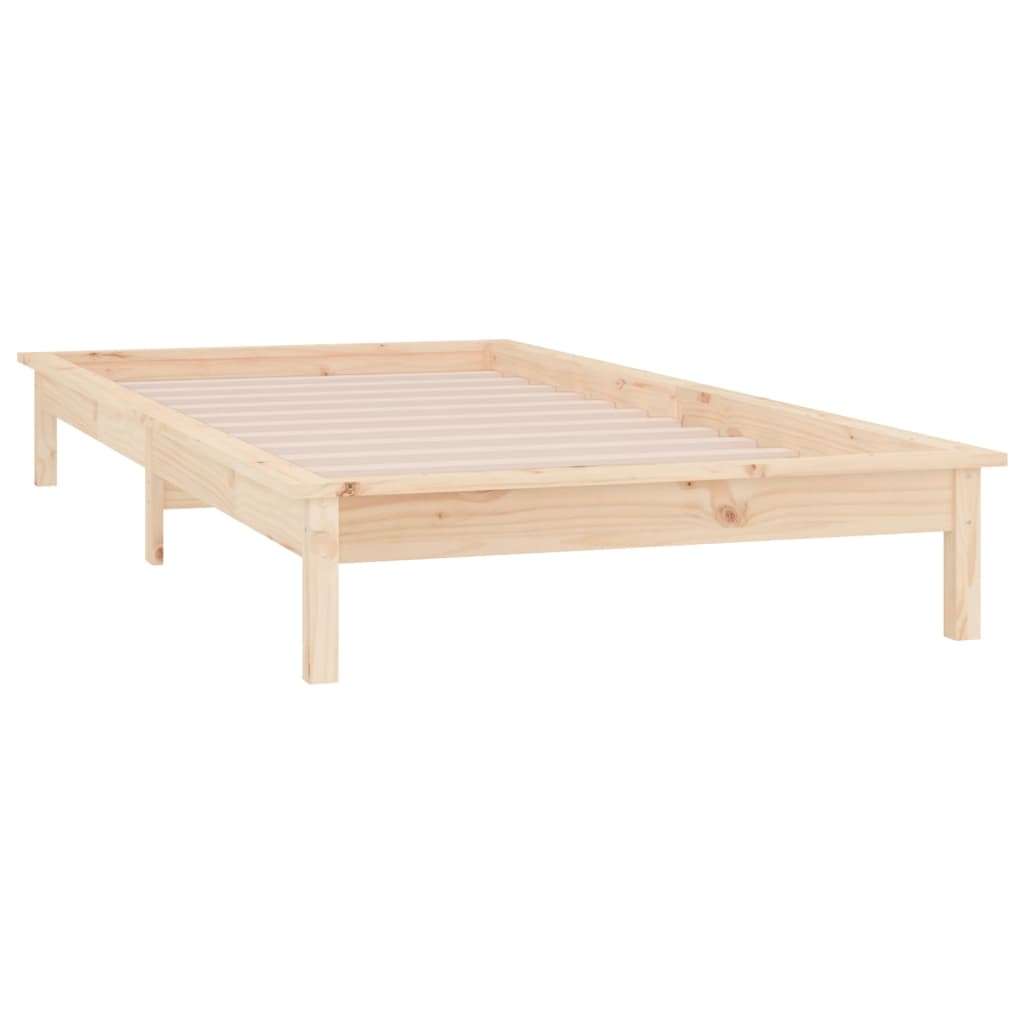 vidaXL LED Bed Frame without Mattress 90x190 cm Single Single Solid Wood