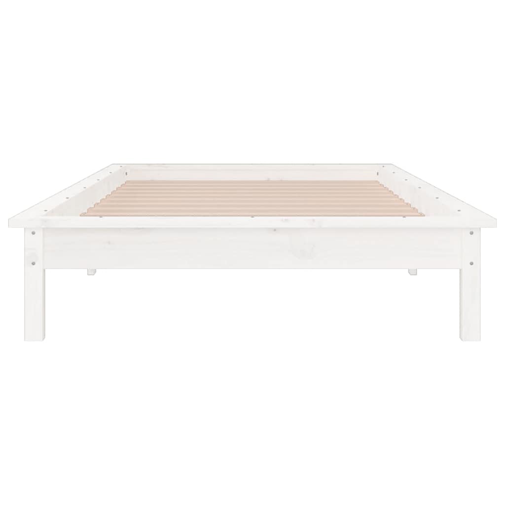 LED Bed Frame without Mattress White 90x190 cm Single Single Solid Wood