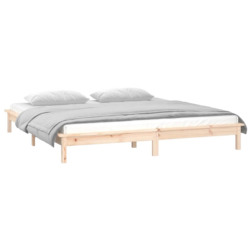 vidaXL LED Bed Frame without Mattress 120x190 cm Small Double Small Double Solid Wood