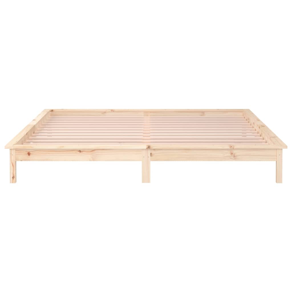 vidaXL LED Bed Frame without Mattress 120x190 cm Small Double Small Double Solid Wood