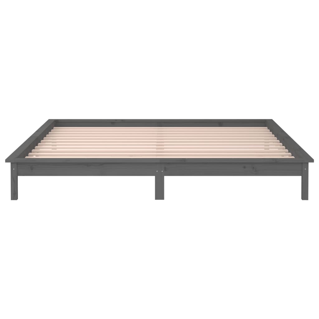 vidaXL LED Bed Frame without Mattress Grey 120x190 cm Small Double  Solid Wood