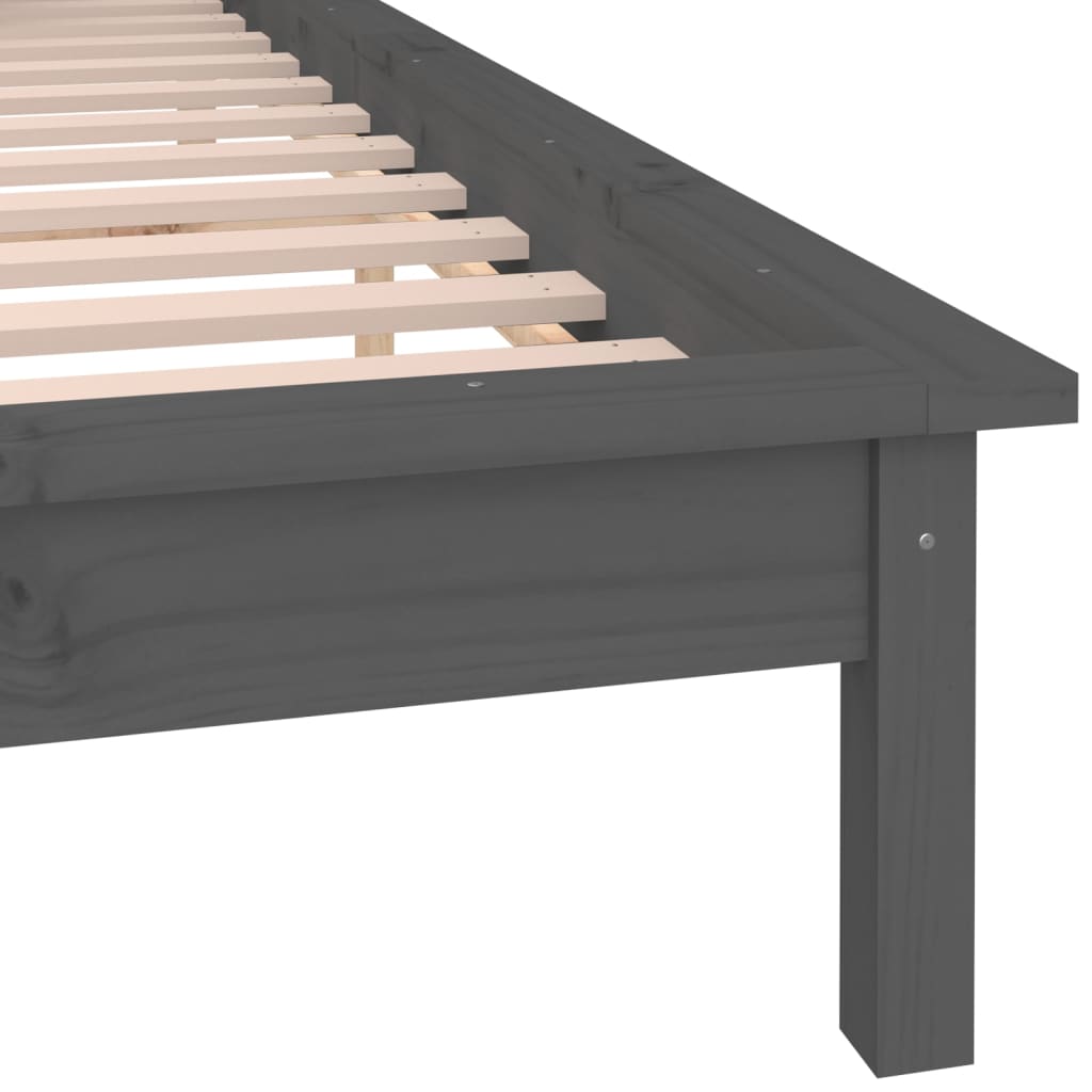 vidaXL LED Bed Frame without Mattress Grey 120x190 cm Small Double  Solid Wood