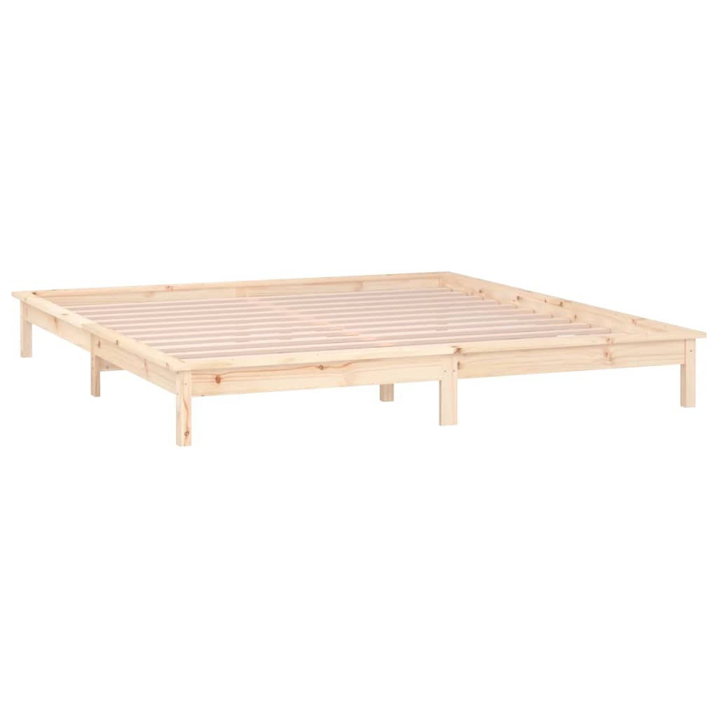 LED Bed Frame without Mattress 140x190 cm Solid Wood