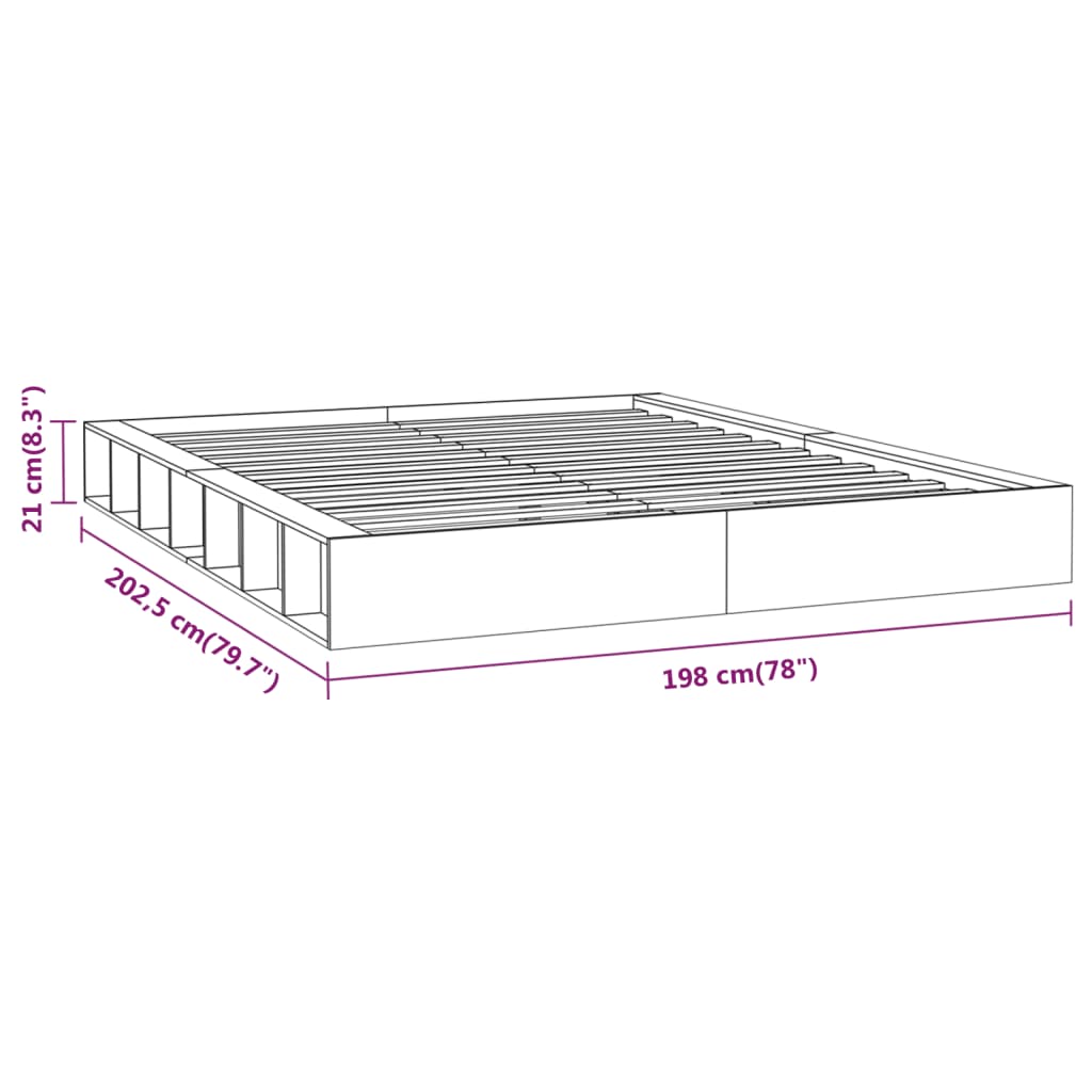 Bed Frame without Mattress White 180x200 cm Super King  Solid Wood