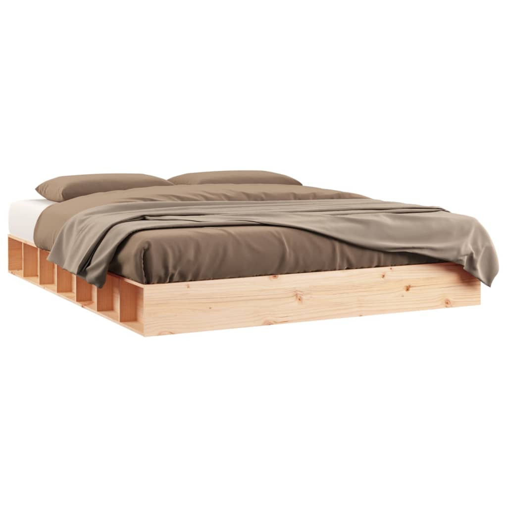 Bed Frame | Natural Wood | Solid Pine Wood | Double | Simplistic