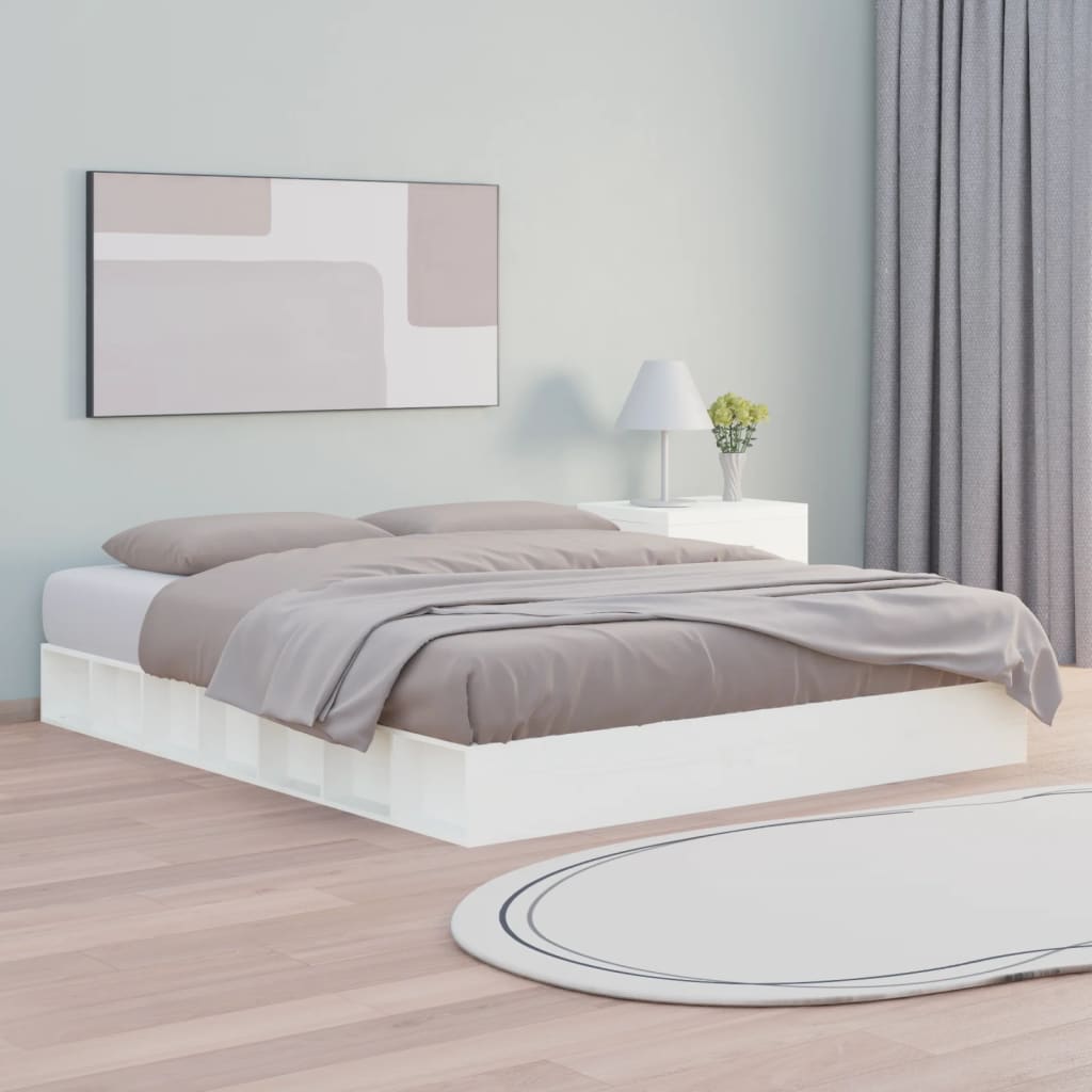 vidaXL Bed Frame without Mattress White 120x200 cm Solid Wood