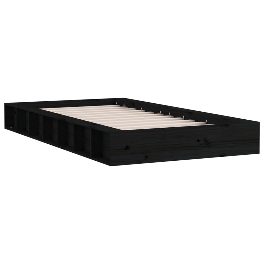 vidaXL Bed Frame without Mattress Black 140x190 cm Solid Wood