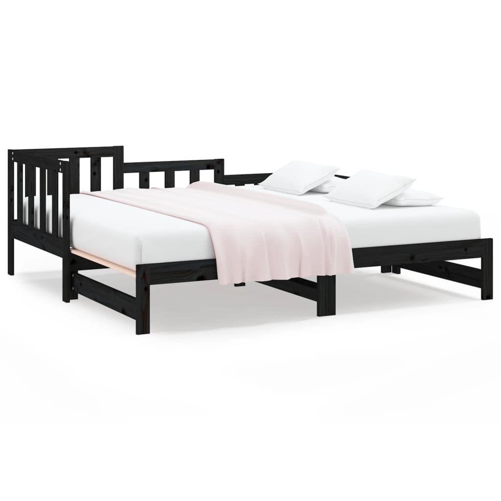 vidaXL Pull-out Day Bed without Mattress Black 2x(90x190) cm