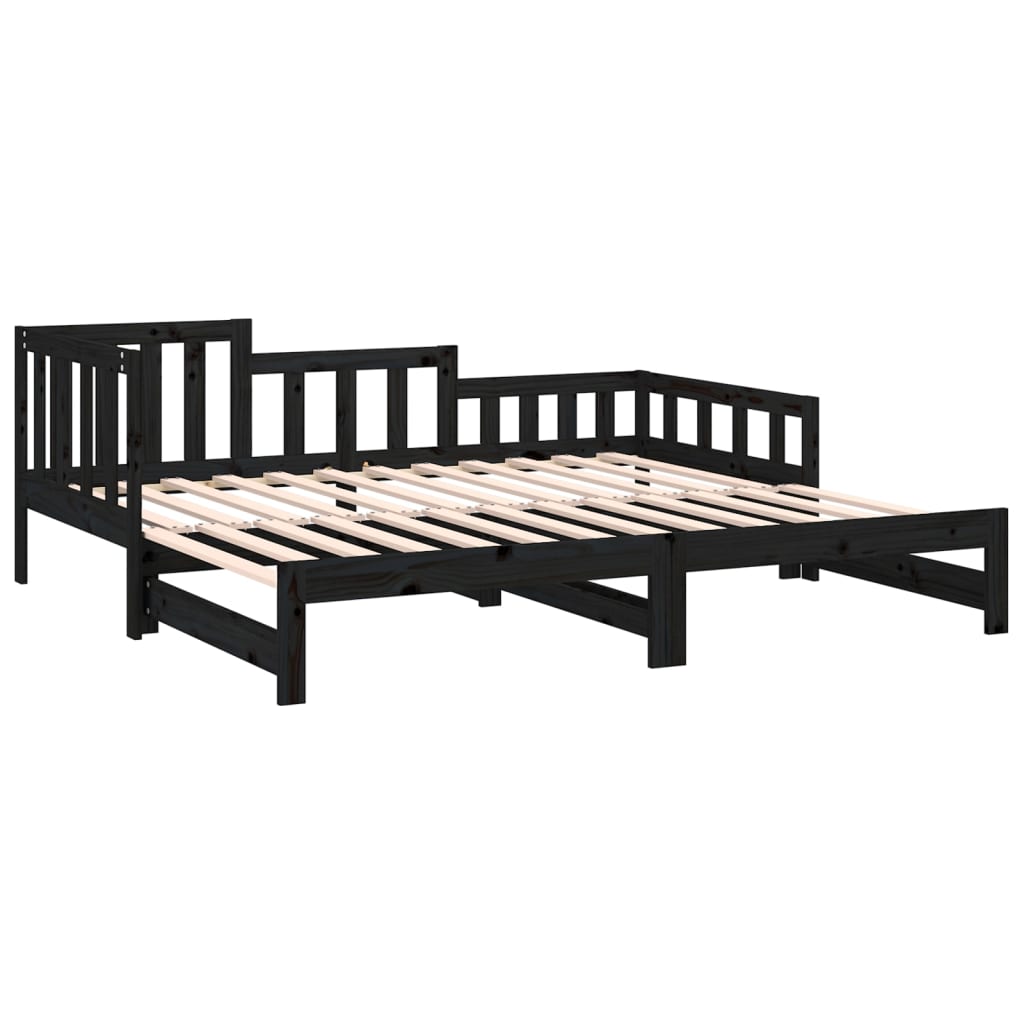 vidaXL Pull-out Day Bed without Mattress Black 2x(90x190) cm