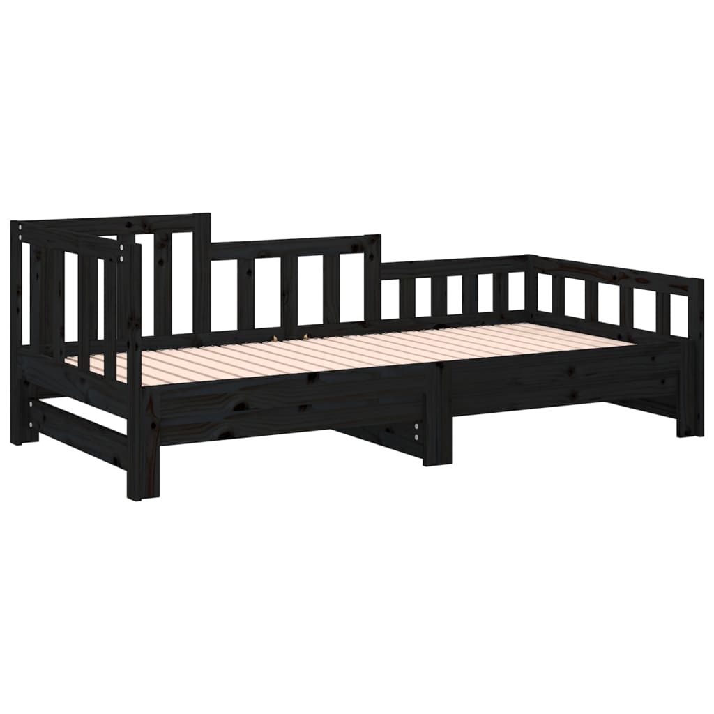 vidaXL Pull-out Day Bed without Mattress Black 2x(90x190) cm