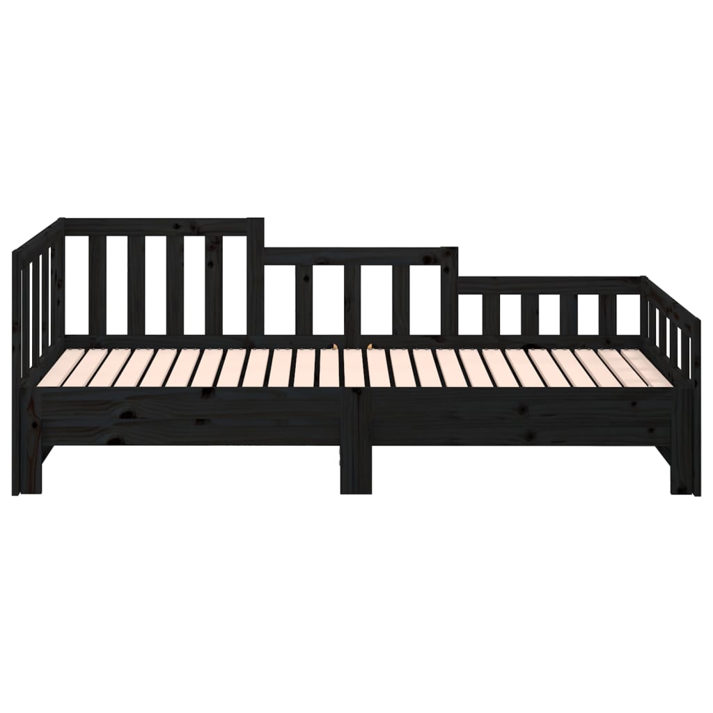 vidaXL Pull-out Day Bed without Mattress Black 2x(90x190) cm