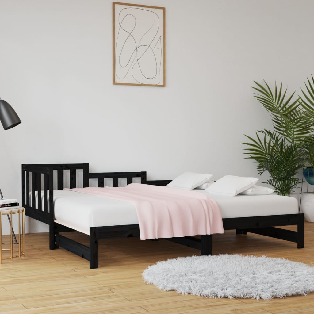 vidaXL Pull-out Day Bed without Mattress Black 2x(90x190) cm