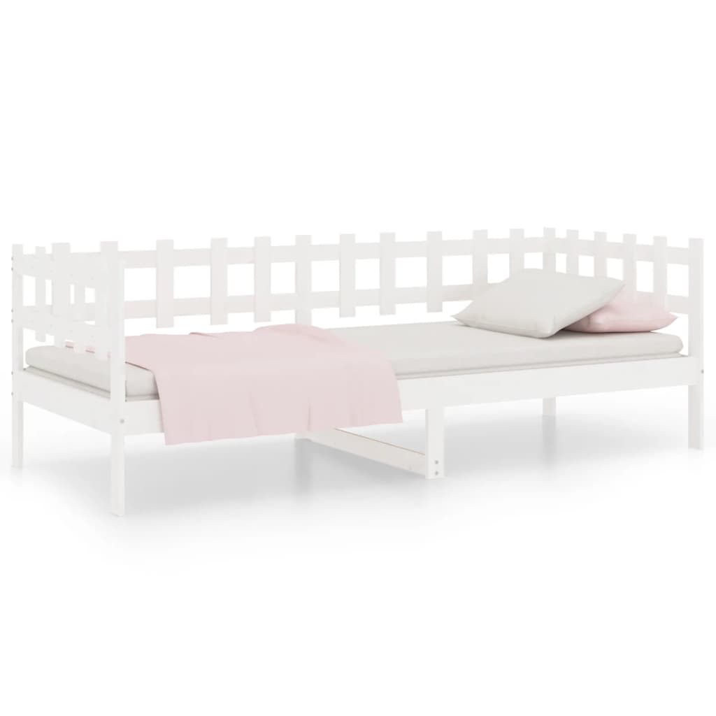 Day Bed without Mattress White 90x190 cm Single Solid Wood Pine