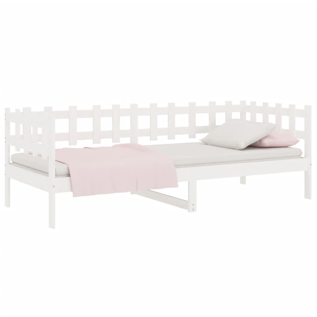 Day Bed without Mattress White 90x190 cm Single Solid Wood Pine