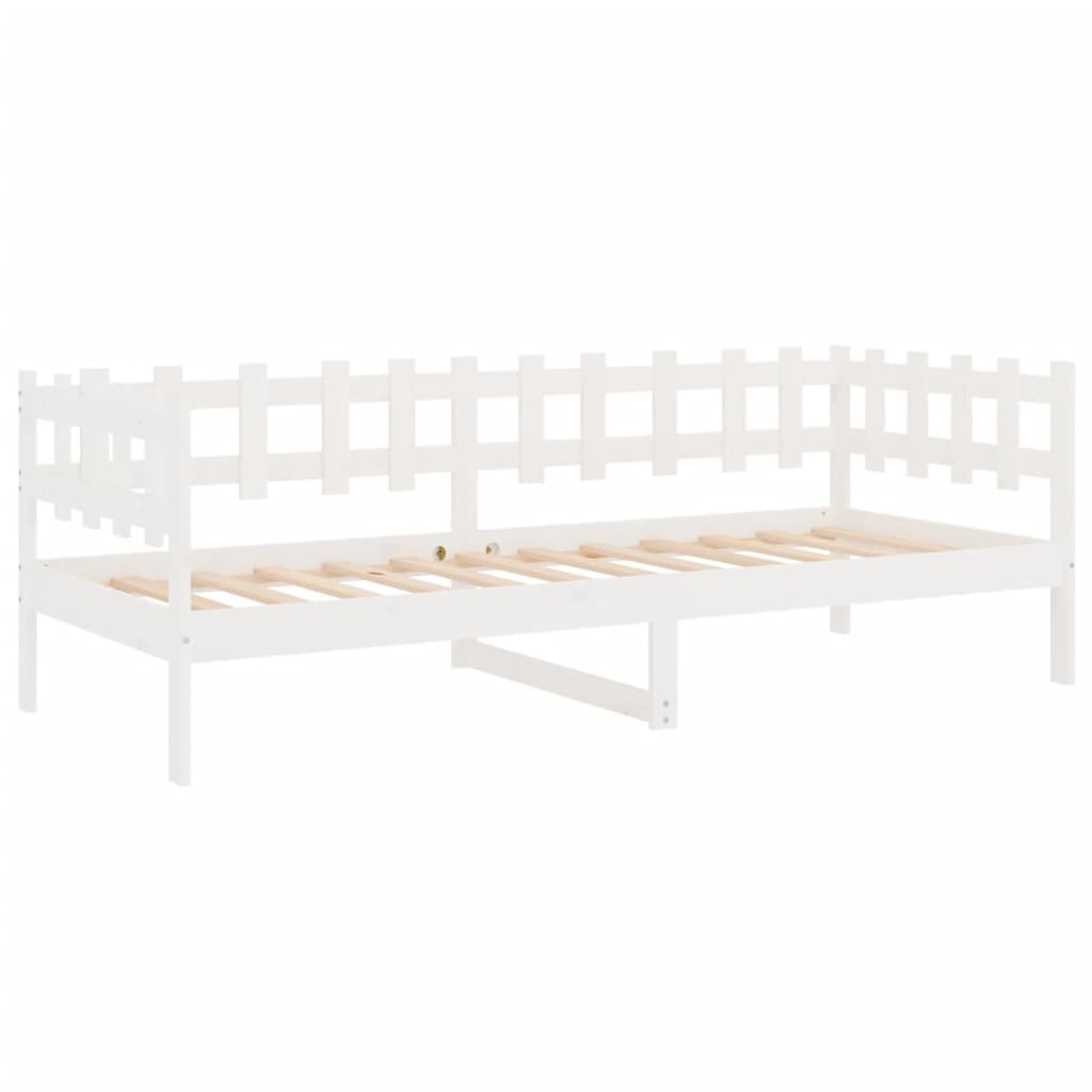 Day Bed without Mattress White 90x190 cm Single Solid Wood Pine