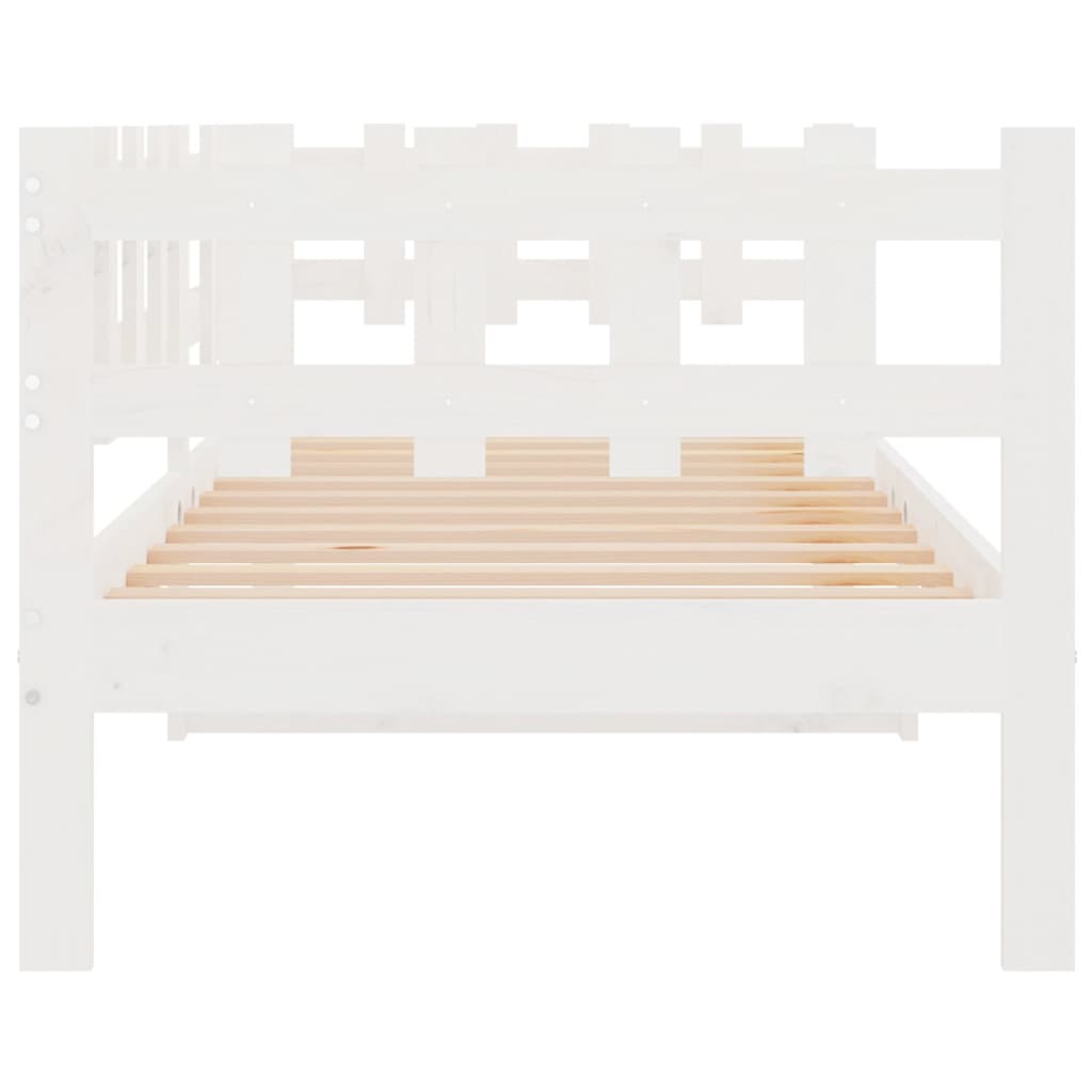 Day Bed without Mattress White 90x190 cm Single Solid Wood Pine