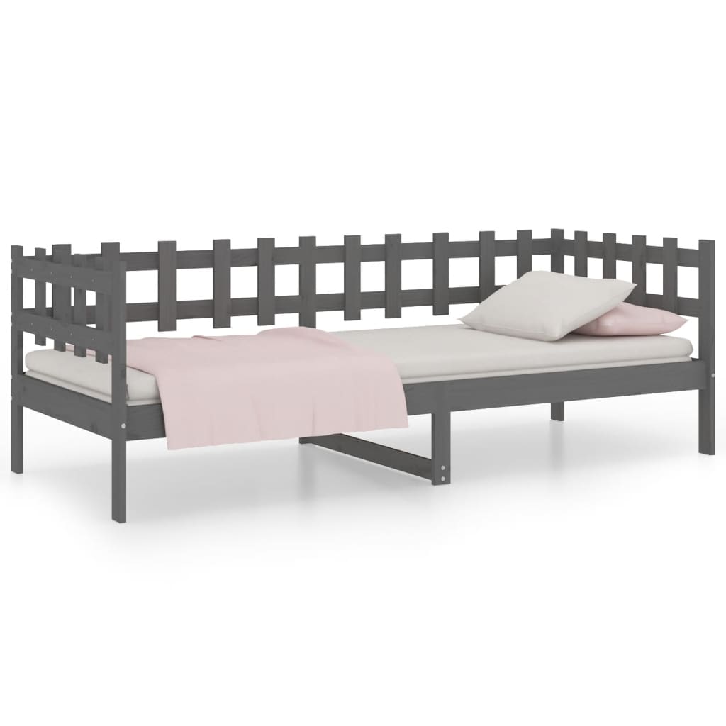 vidaXL Day Bed without Mattress Grey 90x190 cm Single Solid Wood Pine