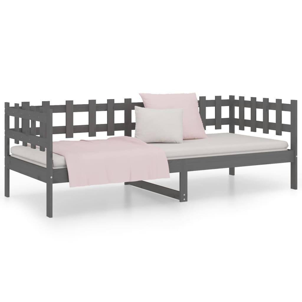 vidaXL Day Bed without Mattress Grey 90x190 cm Single Solid Wood Pine