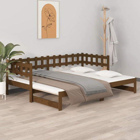 vidaXL Pull-out Day Bed without Mattress Honey Brown 2x(80x200) cm