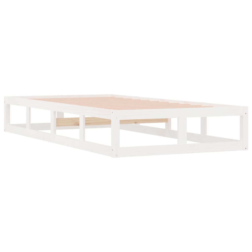 Bed Frame | White | Solid Pinewood, Plywood | Single Bed | Durable