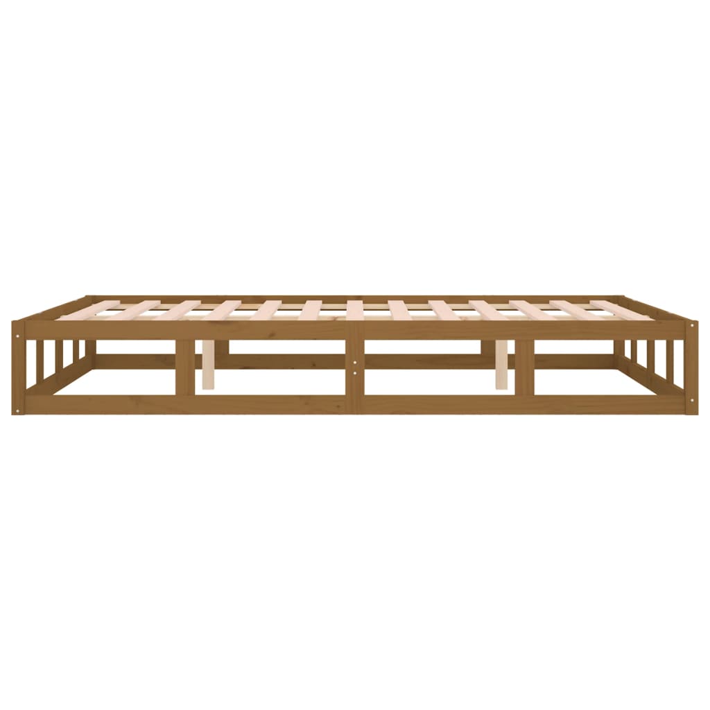 Bed Frame without Mattress Honey Brown 150x200 cm King Size  Solid Wood