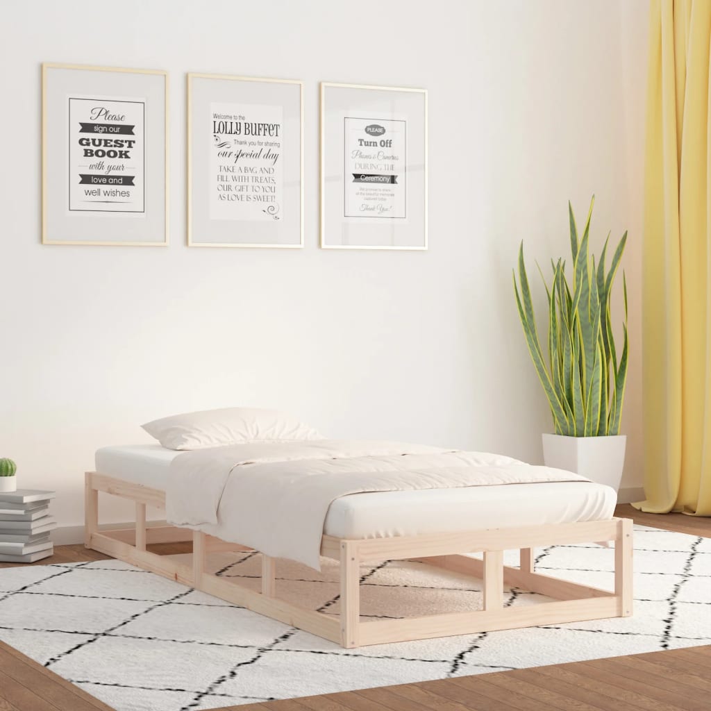 Bed Frame | Natural Pine | Solid pine wood | Small Single | Durable