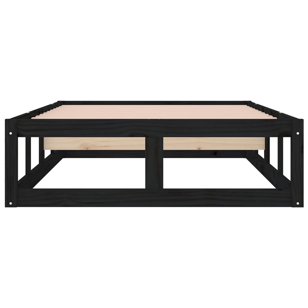 vidaXL Bed Frame without Mattress Black 75x190 cm Small Single  Solid Wood