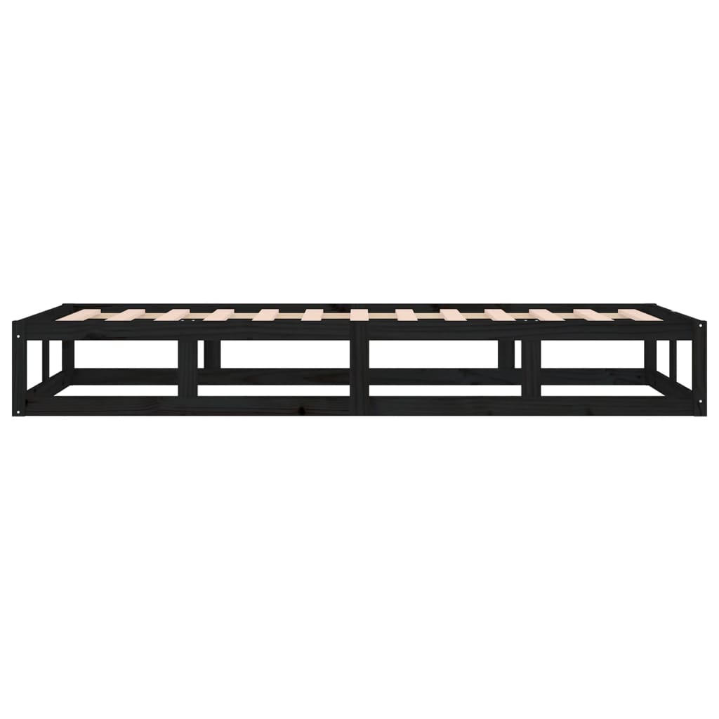 vidaXL Bed Frame without Mattress Black 75x190 cm Small Single  Solid Wood