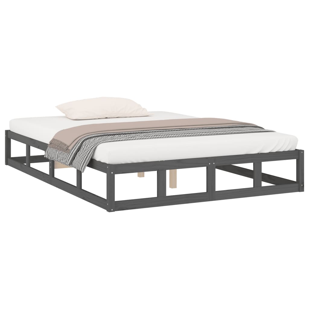 vidaXL Bed Frame without Mattress Grey 120x190 cm Small Double  Solid Wood