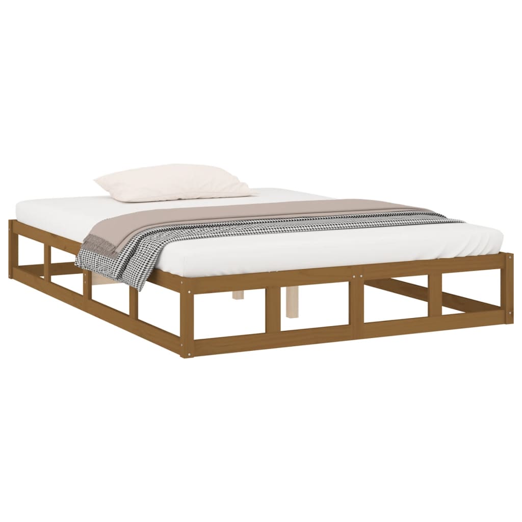 Bed Frame without Mattress Honey Brown 120x190 cm Small Double  Solid Wood