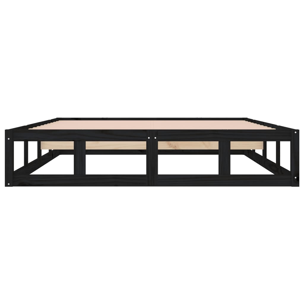 Bed Frame | Black | Solid pine wood, Plywood slats | Small Double