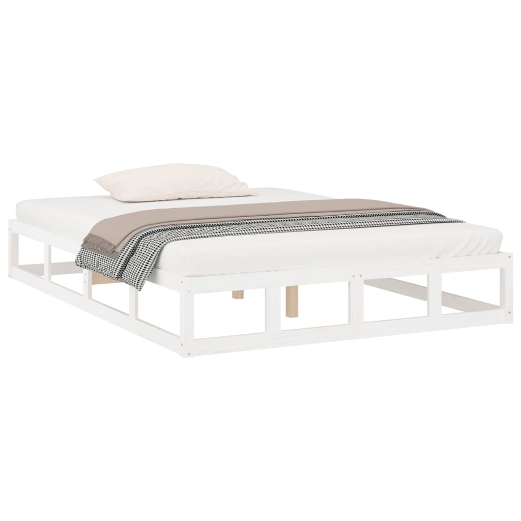 Bed Frame | White | Solid pine wood, plywood slats | 140x190 cm | Durable